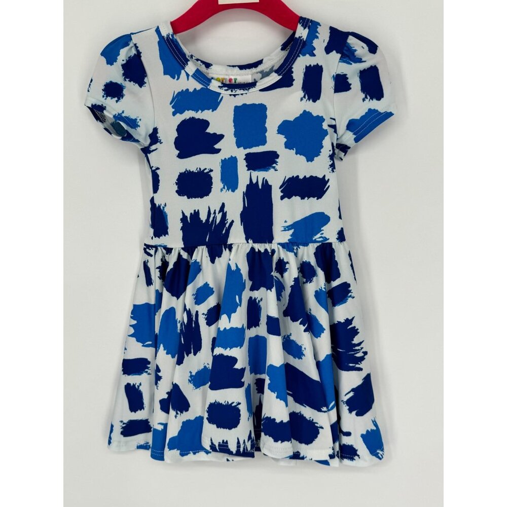 Dotdotsmile Girls Dress Size 12/24 Months Blue and White Print New with Tags